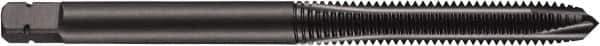 DORMER - 1/4-28 UNF, 2 Flute, Oxide Finish, Powdered Metal Spiral Point Tap - Plug Chamfer, Right Hand Thread, 2-1/2" OAL, 0.5075" Thread Length, 0.255" Shank Diam, 3B Class of Fit, Series E036 - Exact Industrial Supply