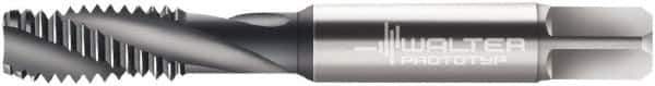 Walter-Prototyp - 1/4-28 UNF 3 Flute 3B Modified Bottoming Spiral Flute Tap - Cobalt, TiCN Finish, 2-1/2" OAL, Right Hand Flute, Right Hand Thread, Series A2340806 - Exact Industrial Supply
