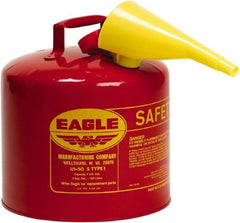 Eagle - 5 Gal Galvanized Steel Type I Safety Can - 13-1/2" High x 12-1/2" Diam, Red - Industrial Tool & Supply