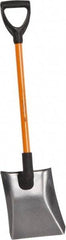NUPLA - 11-1/2" High x 9-7/8" Wide Square Steel Shovel - 27" Long Fiberglass D-Grip Handle - Industrial Tool & Supply