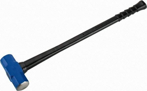 NUPLA - 10 Lb Head, 32" Long Soft Steel Safety Sledge Hammer - Steel Head, 2-1/8" Face Diam, 6-3/4" Long Head, Fiberglass Handle - Industrial Tool & Supply