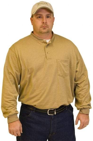 Stanco Safety Products - Size 2XL, Tan, Arc Flash, Long Sleeve Button Down Shirt - 50 to 52" Chest, 1 Pocket, Indura - Industrial Tool & Supply