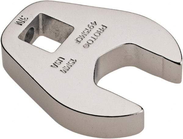 Proto - 15mm 3/8" Drive Chrome Crowfoot Wrench - 1-11/32" Head Diam x 1/4" Head Thickness, 1-5/8" OAL - Industrial Tool & Supply