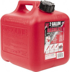 Made in USA - 2 Gal High Density Polyethylene Spill-Proof CARB Gas Can - 9-3/4" High x 9-1/4" Diam, Red - Industrial Tool & Supply