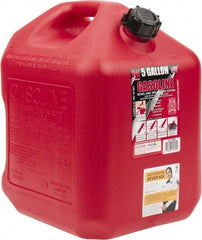 Made in USA - 5 Gal High Density Polyethylene Spill-Proof CARB Gas Can - 16" High x 10-3/4" Diam, Red - Industrial Tool & Supply