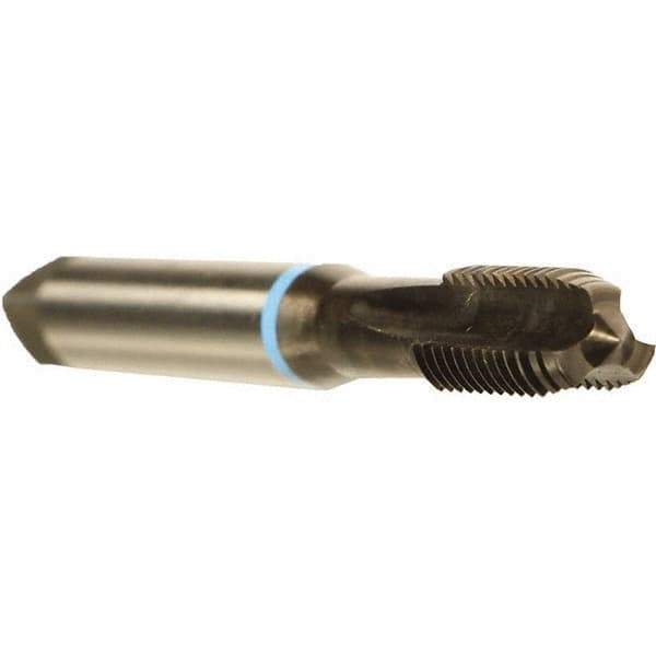 Emuge - M6x0.75 Metric Fine 6HX 3 Flute Nitride Finish Cobalt Straight Flute Machine Tap - Modified Bottoming, Right Hand Thread, 80mm OAL, 13mm Thread Length, Oversize - Exact Industrial Supply