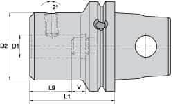 Kennametal - KM63XMZ Modular Connection, 0.2362" Inside Hole Diam, 2.3622" Projection, Whistle Notch Adapter - Through Coolant - Exact Industrial Supply