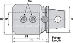 Kennametal - KM63UT Modular Connection, 0.7874" Inside Hole Diam, 3.1496" Projection, Whistle Notch Adapter - Through Coolant - Exact Industrial Supply