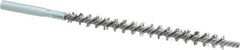 Schaefer Brush - 3" Brush Length, 1/4" Diam, Double Stem, Single Spiral Tube Brush - 4-1/2" Long, Stainless Steel, 8-32 Female Connection - Industrial Tool & Supply