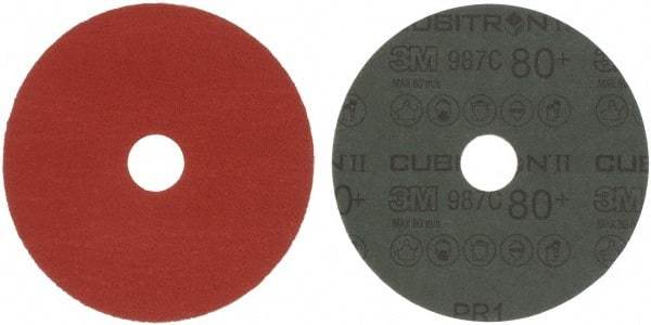 3M - 5" Diam 7/8" Hole 80 Grit Fiber Disc - Medium Grade, Ceramic, 12,000 Max RPM, Series 987C - Industrial Tool & Supply