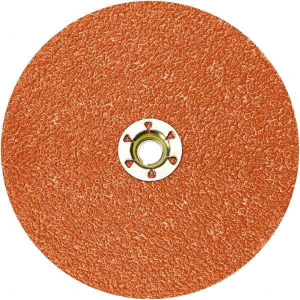 3M - 5" Diam 5/8-11 Threaded Hole 80 Grit Fiber Disc - Medium Grade, Ceramic, 12,000 Max RPM, Series 987C - Industrial Tool & Supply