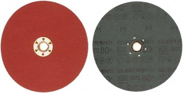 3M - 7" Diam 5/8-11 Threaded Hole 80 Grit Fiber Disc - Medium Grade, Ceramic, 8,600 Max RPM, Series 987C - Industrial Tool & Supply
