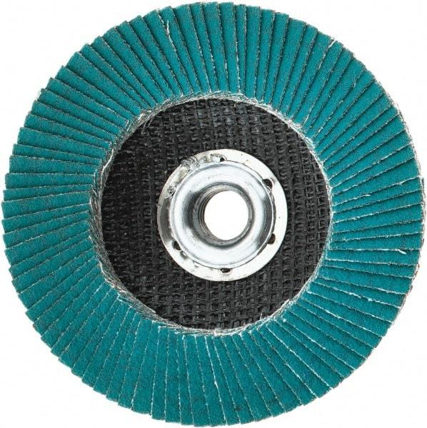 3M - 80 Grit, 4-1/2" Disc Diam, 5/8-11 Center Hole, Type 27 Zirconia Alumina Flap Disc - 13,300 Max RPM, Cloth Backing, Arbor Attaching System, Coated - Industrial Tool & Supply