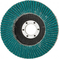 3M - 40 Grit, 4-1/2" Disc Diam, 7/8" Center Hole, Type 27 Zirconia Alumina Flap Disc - 13,300 Max RPM, Cloth Backing, Arbor Attaching System, Coated - Industrial Tool & Supply