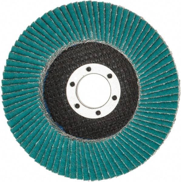 3M - 60 Grit, 4-1/2" Disc Diam, 7/8" Center Hole, Type 27 Zirconia Alumina Flap Disc - 13,300 Max RPM, Cloth Backing, Arbor Attaching System, Coated - Industrial Tool & Supply