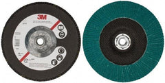 3M - 60 Grit, 7" Disc Diam, 5/8-11 Center Hole, Type 27 Zirconia Alumina Flap Disc - 8,600 Max RPM, Cloth Backing, Arbor Attaching System, Coated - Industrial Tool & Supply
