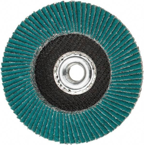 3M - 40 Grit, 4-1/2" Disc Diam, 5/8-11 Center Hole, Type 27 Zirconia Alumina Flap Disc - 13,300 Max RPM, Cloth Backing, Arbor Attaching System, Coated - Industrial Tool & Supply