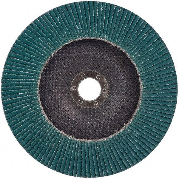 3M - 60 Grit, 7" Disc Diam, 7/8" Center Hole, Type 27 Zirconia Alumina Flap Disc - 8,600 Max RPM, Cloth Backing, Arbor Attaching System, Coated - Industrial Tool & Supply