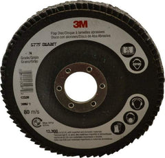 3M - 36 Grit, 4-1/2" Disc Diam, 7/8" Center Hole, Type 27 Zirconia Alumina Flap Disc - 13,300 Max RPM, Cloth Backing, Arbor Attaching System, Coated - Industrial Tool & Supply