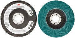 3M - 80 Grit, 4-1/2" Disc Diam, 7/8" Center Hole, Type 27 Zirconia Alumina Flap Disc - 13,300 Max RPM, Cloth Backing, Arbor Attaching System, Coated - Industrial Tool & Supply
