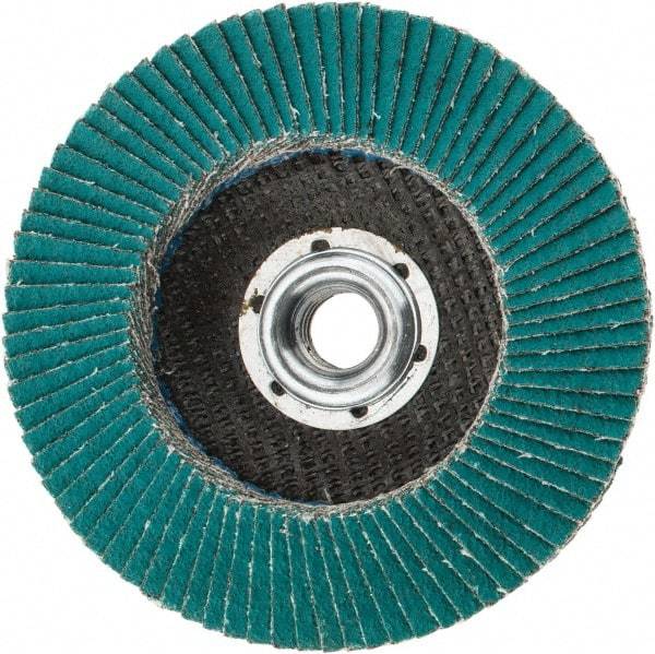 3M - 60 Grit, 4-1/2" Disc Diam, 5/8-11 Center Hole, Type 29 Zirconia Alumina Flap Disc - 13,300 Max RPM, Cloth Backing, Arbor Attaching System, Coated - Industrial Tool & Supply