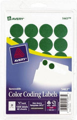 AVERY - 3/4" Wide x 3/4" Long, Green Paper Color Coding Labels - For Laser/Inkjet Printers - Industrial Tool & Supply