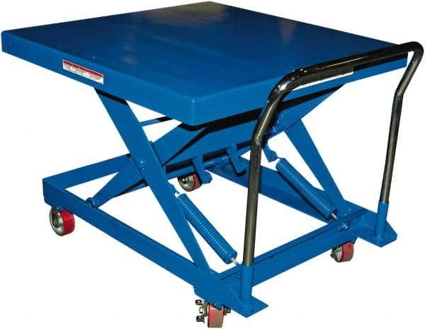 Vestil - 500 Lb Capacity Manual Scissor Elevating Cart - 14" to 34" Lift Height, 42" Platform Length x 42" Platform Width - Industrial Tool & Supply