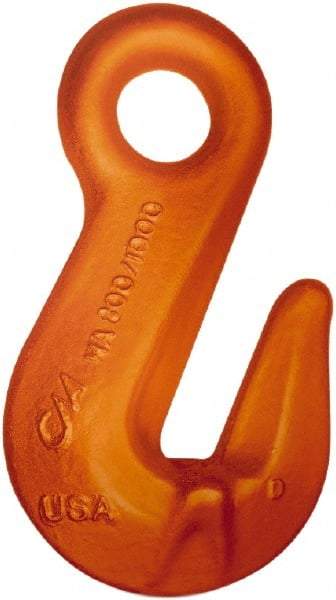 CM - Chain Grade 100, 8,800 Lbs. Load Limit Eye Cradle Grab Hook - 0.47 Inch Hook Throat, 3.28 Inch Reach, 0.78 Inch Eye Inside Diameter, 3/8 Inch Chain Diameter, 4.82 Inch Overall Length, 1/2 Inch Eye Thickness - Industrial Tool & Supply