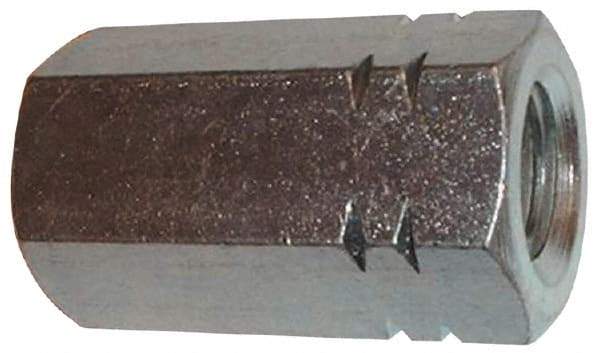 Made in USA - 1-8 UNC, 2-3/4" OAL Steel Standard Coupling Nut - Zinc-Plated Finish, 1-1/2" Width Across Flats - Industrial Tool & Supply