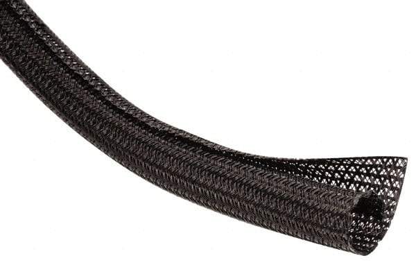Techflex - Black Braided Cable Sleeve - 100' Coil Length, -103 to 257°F - Industrial Tool & Supply