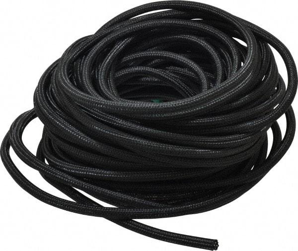 Techflex - Black PET Braided Cable Sleeve - 100' Coil Length, -103 to 257°F - Industrial Tool & Supply
