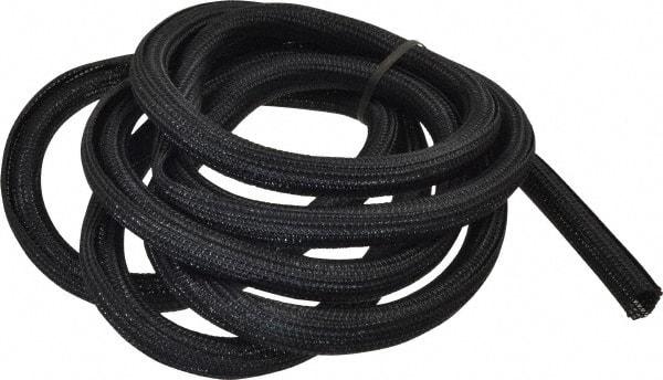 Techflex - Black Braided Cable Sleeve - 10' Coil Length, -103 to 257°F - Industrial Tool & Supply