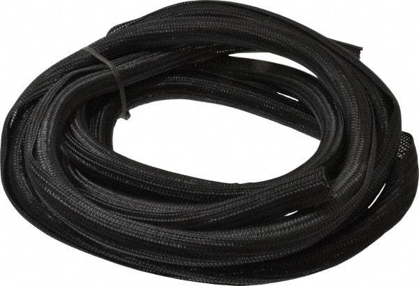 Techflex - Black Braided Cable Sleeve - 10' Coil Length, -103 to 257°F - Industrial Tool & Supply
