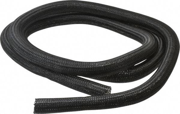 Techflex - Black Braided Cable Sleeve - 10' Coil Length, -103 to 257°F - Industrial Tool & Supply