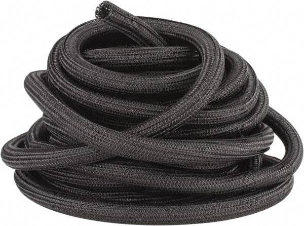 Techflex - Black Braided Cable Sleeve - 50' Coil Length, -103 to 257°F - Industrial Tool & Supply