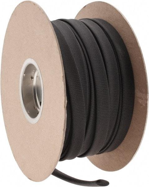 Techflex - Black Braided Expandable Cable Sleeve - 250' Coil Length, -103 to 257°F - Industrial Tool & Supply