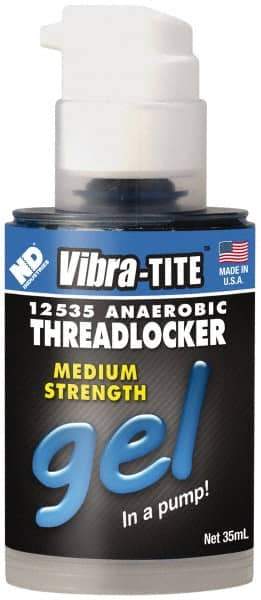 Vibra-Tite - 35 mL Bottle, Blue, Medium Strength Gel Threadlocker - Series 125, 24 hr Full Cure Time, Hand Tool Removal - Industrial Tool & Supply
