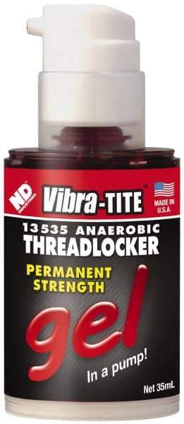 Vibra-Tite - 35 mL Bottle, Red, High Strength Gel Threadlocker - Series 135, 24 hr Full Cure Time, Hand Tool, Heat Removal - Industrial Tool & Supply