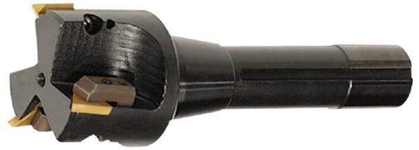 APT - 3-1/2" Cut Diam, 0.65" Max Depth of Cut, 5-7/8" OAL, Indexable Square Shoulder End Mill - TPC 32..., TPG 32., TPU 32. Inserts, R8 90° Lead Angle, Series Tri-Dex - Industrial Tool & Supply