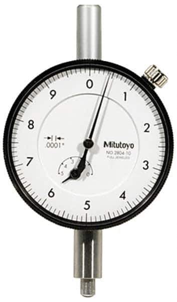 Mitutoyo - 1mm Range, 0-10-0 Dial Reading, 0.001mm Graduation Dial Drop Indicator - 57mm Dial, 0.2mm Range per Revolution, 0.004mm Accuracy, Revolution Counter - Industrial Tool & Supply