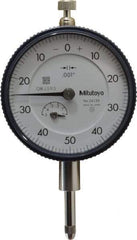 Mitutoyo - 1/2" Range, 0-50-0 Dial Reading, 0.001" Graduation Dial Drop Indicator - 2-1/4" Dial, 0.1" Range per Revolution, 0.001" Accuracy, Revolution Counter - Industrial Tool & Supply