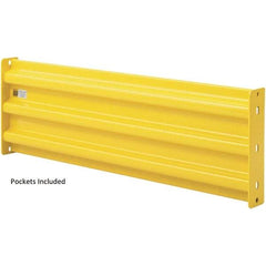 Steel King - 10' Long x 14" High, Yellow Steel Straight Heavy Duty Guard Rail - 3 Rails Accommodated, 2-1/2" Deep, 104 Lb - Industrial Tool & Supply