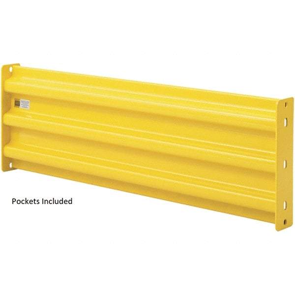 Steel King - 5-1/2' Long x 14-1/2" High, Yellow Steel Straight Lift-Out Guard Rail - 3 Rails Accommodated, 2-1/2" Deep, 74 Lb - Industrial Tool & Supply