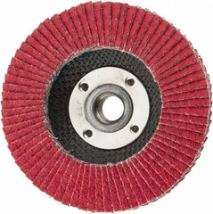 Weiler - 40 Grit, 4-1/2" Disc Diam, 5/8-11 Center Hole, Type 29 Ceramic Flap Disc - 13,000 Max RPM, Phenolic Backing, Arbor Attaching System, Coated - Industrial Tool & Supply