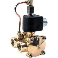Parker - 120/60 - 110/50 VAC 1/2" NPT Port Brass Three-Way Internally Piloted Diaphragm Solenoid Valve - Industrial Tool & Supply
