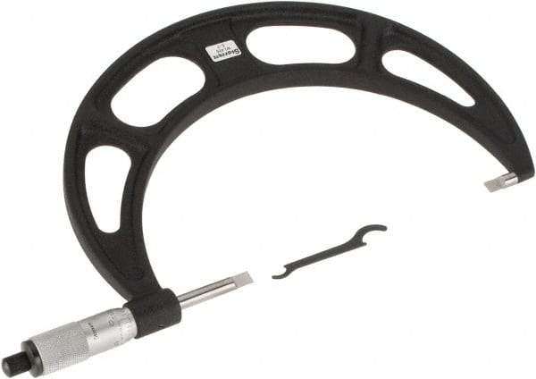 Starrett - 6" to 7" Mechanical Satin Chrome Coated Blade Micrometer - 0.001" Graduation, 0.76mm Blade Thickness, Speeder Thimble - Industrial Tool & Supply