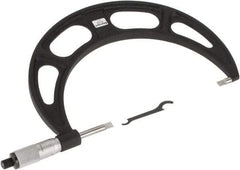 Starrett - 6" to 7" Mechanical Satin Chrome Coated Blade Micrometer - 0.001" Graduation, 0.76mm Blade Thickness, Speeder Thimble - Industrial Tool & Supply