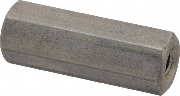 Made in USA - M6x1.00 Metric Coarse, 1-1/2" OAL Stainless Steel Standard Coupling Nut - 1/2" Width Across Flats - Industrial Tool & Supply