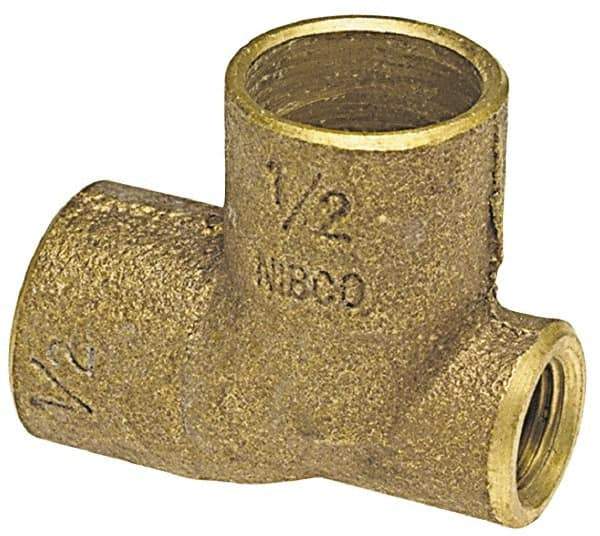 NIBCO - 1 x 1/8 x 1" Cast Copper Pipe Baseboard Tee - C x F x C, Pressure Fitting - Industrial Tool & Supply