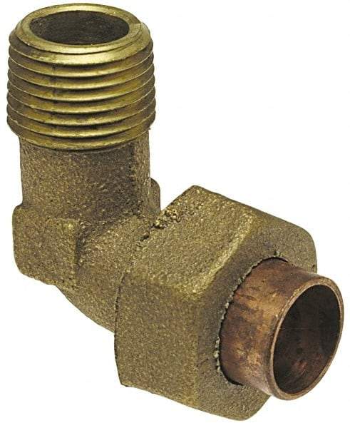 NIBCO - 3/8" Cast Copper Pipe 90° Union Elbow - C X M, Pressure Fitting - Industrial Tool & Supply